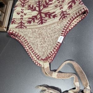 Brown and Maroon Knit Winter Hat